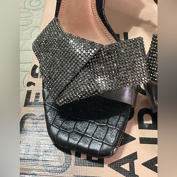 NIB VIncenza Ankle-Strap Bow Heels SzEU 38 / 7-7.5 US Anthro Black Crystal Clear - Picture 6 of 15